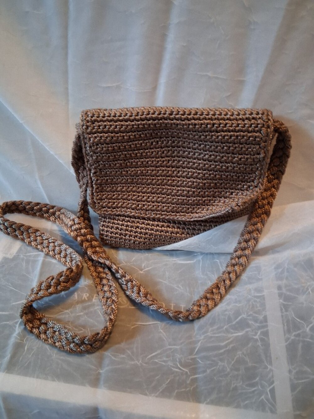 The Sak Brown Crochet Woven Crossbody Bag Braided Strap Boho Y2K Purse